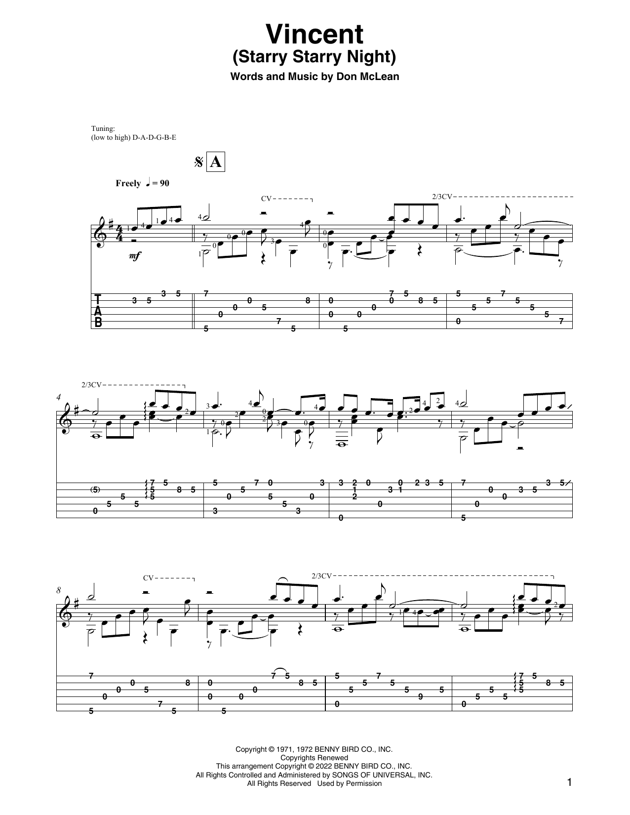 Don McLean Vincent (Starry Starry Night) (arr. David Jaggs) sheet music notes and chords. Download Printable PDF.