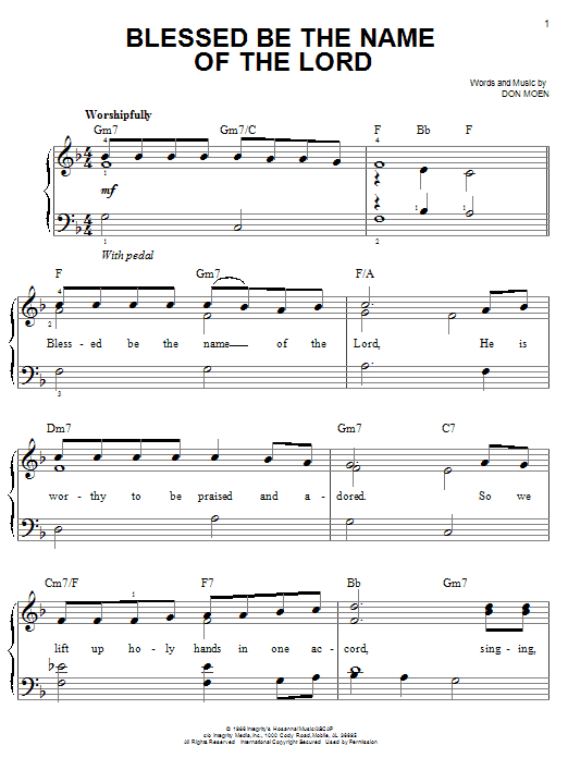 Don Moen Blessed Be The Name Of The Lord sheet music notes and chords. Download Printable PDF.