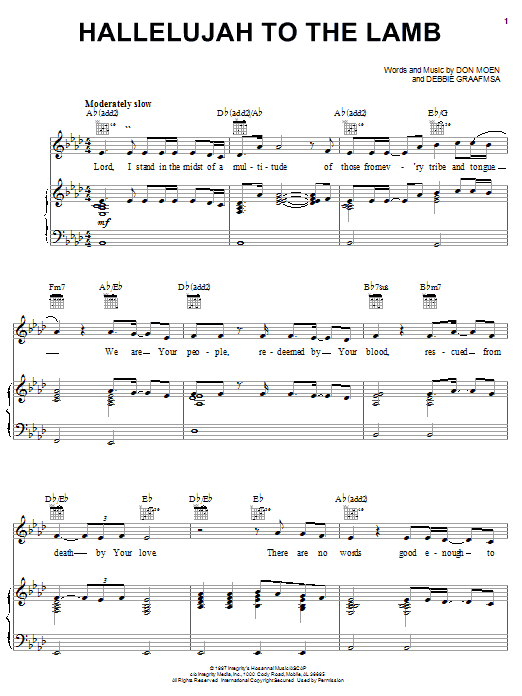 Don Moen Hallelujah To The Lamb sheet music notes and chords arranged for Piano, Vocal & Guitar Chords (Right-Hand Melody)