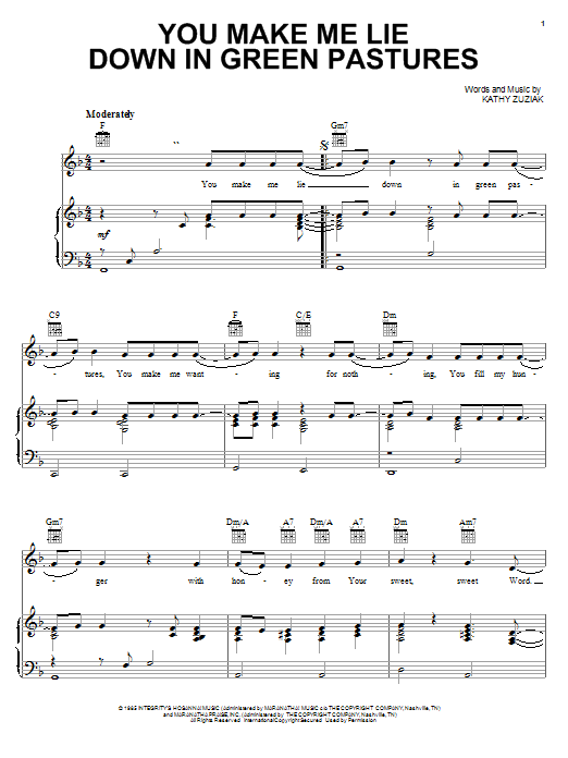 Learn to play Don Moen You Make Me Lie Down In Green Pastures sheet music for Piano, Vocal & Guitar Chords (Right-Hand Melody) in minutes. Price: 7.8900$ Don Moen You Make Me Lie Down In Green Pastures sheet music notes and chords arranged for Piano, Vocal & Guitar Chords (Right-Hand Melody)