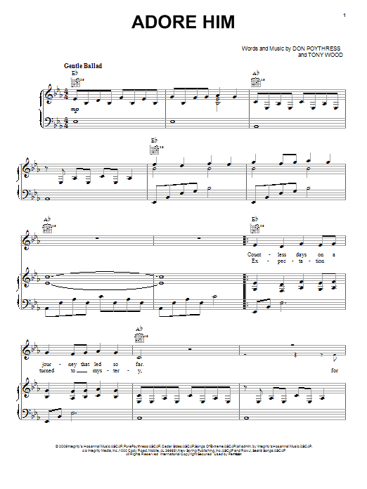 Don Poythress Adore Him sheet music notes and chords arranged for Piano, Vocal & Guitar Chords (Right-Hand Melody)