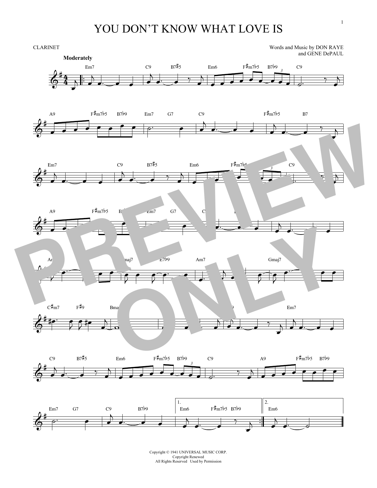 Don Raye You Don't Know What Love Is sheet music notes and chords. Download Printable PDF.