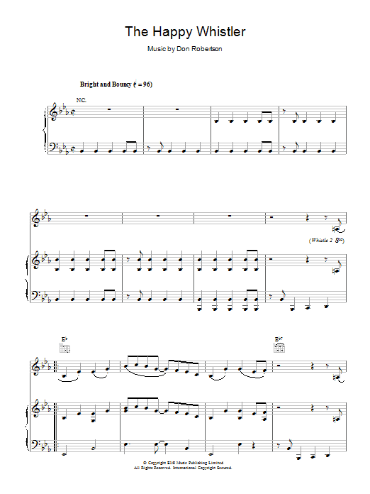 Learn to play Don Robertson The Happy Whistler sheet music for Piano, Vocal & Guitar Chords in minutes. Price: 7.8900$ Don Robertson The Happy Whistler sheet music notes and chords arranged for Piano, Vocal & Guitar Chords
