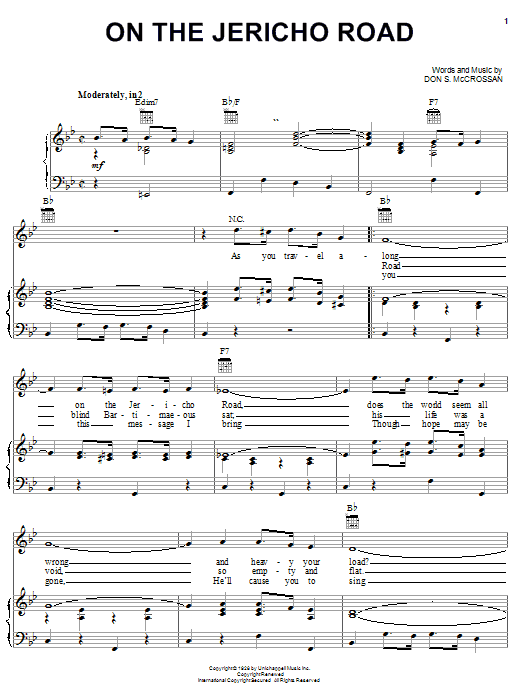 Don S. McCrossan On The Jericho Road sheet music notes and chords. Download Printable PDF.