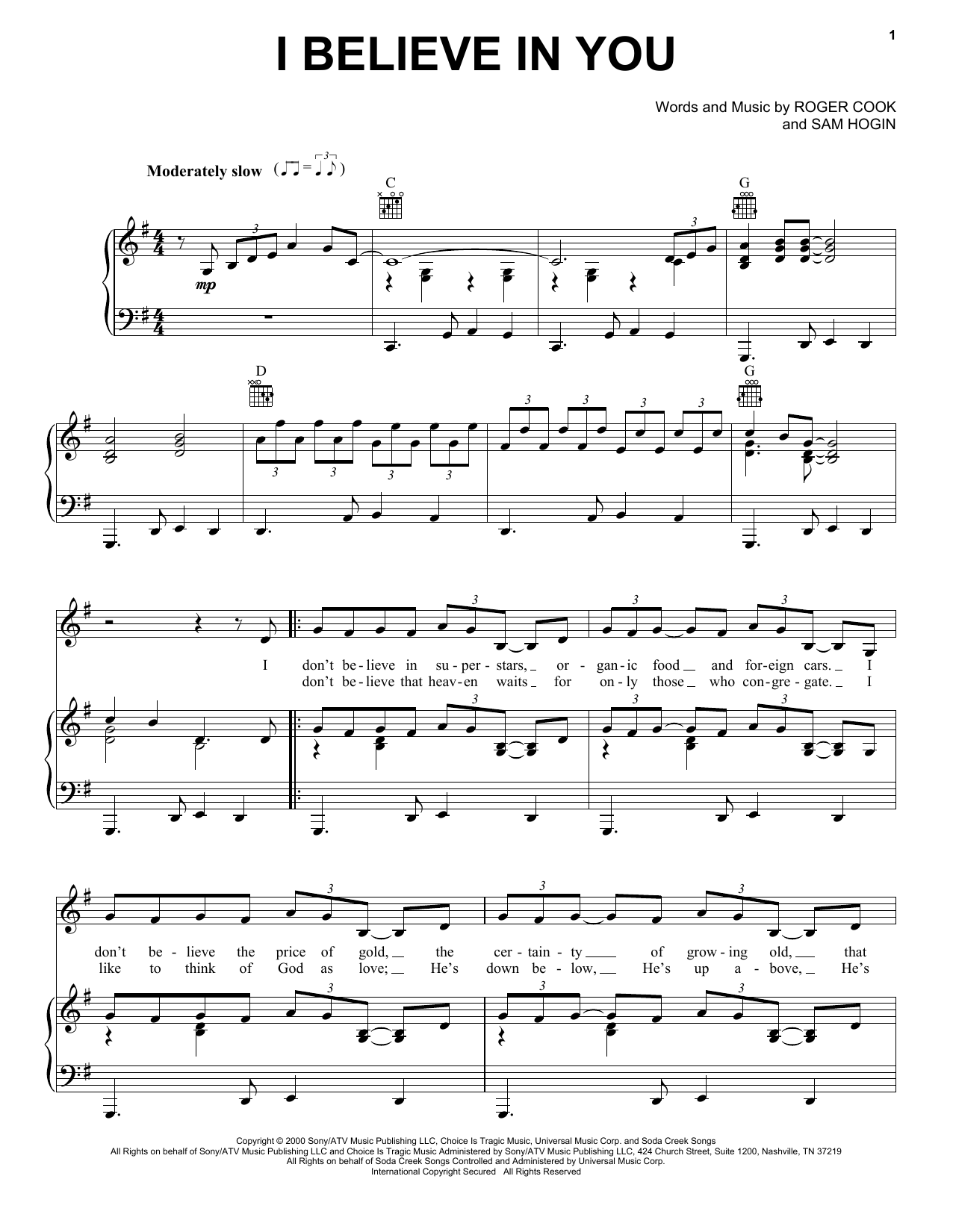 Don Williams I Believe In You sheet music notes and chords. Download Printable PDF.