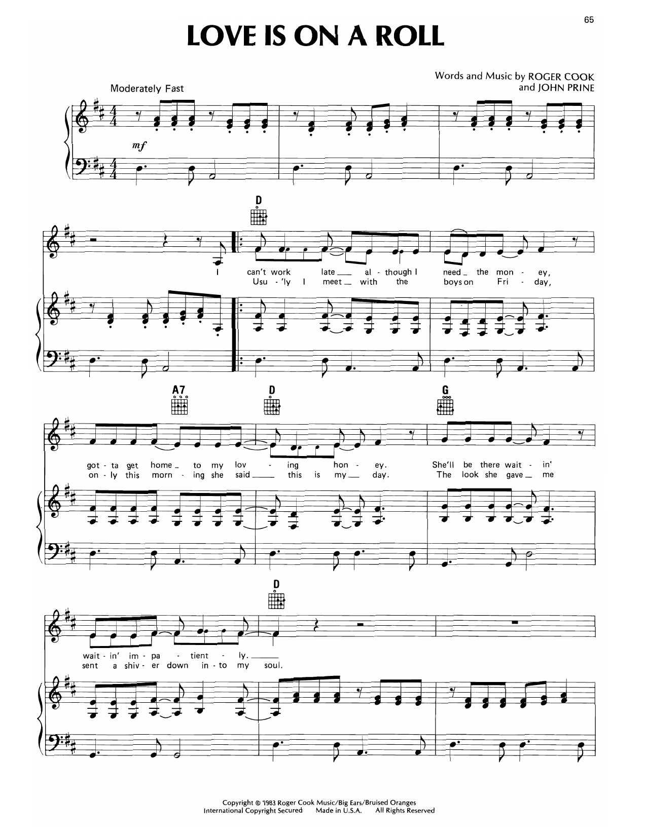 Learn to play Don Williams Love Is On A Roll sheet music for Piano, Vocal & Guitar Chords (Right-Hand Melody) in minutes. Price: 7.8900$ Don Williams Love Is On A Roll sheet music notes and chords arranged for Piano, Vocal & Guitar Chords (Right-Hand Melody)