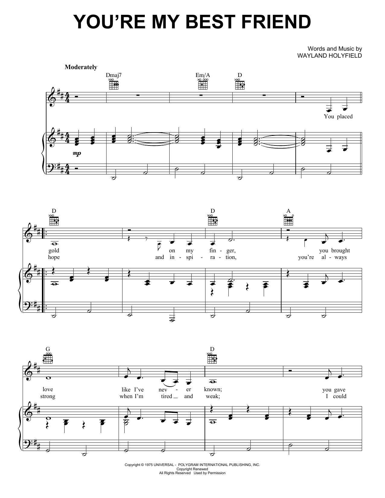 Don Williams You're My Best Friend sheet music notes and chords. Download Printable PDF.