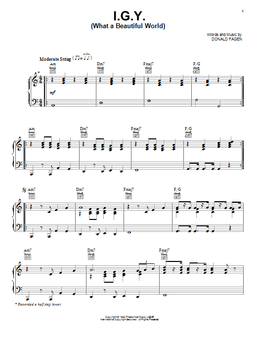 Donald Fagen I.G.Y. (What A Beautiful World) sheet music notes and chords. Download Printable PDF.