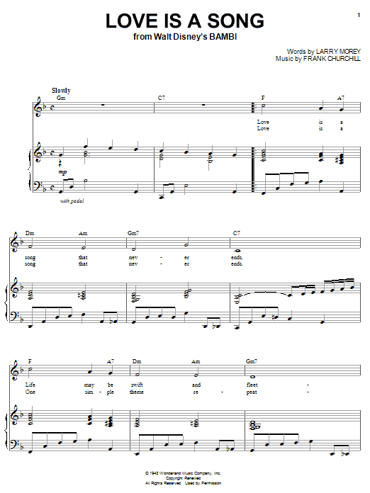 Donald Novis Love Is A Song (from Bambi) sheet music notes and chords arranged for Piano & Vocal