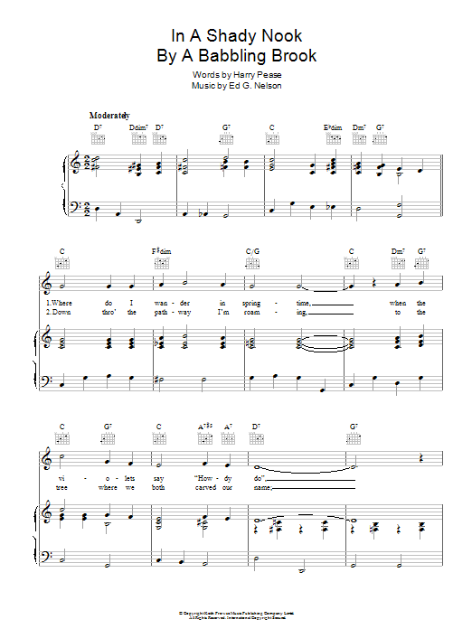 Donald Peers In A Shady Nook By A Babbling Brook sheet music notes and chords arranged for Piano, Vocal & Guitar Chords
