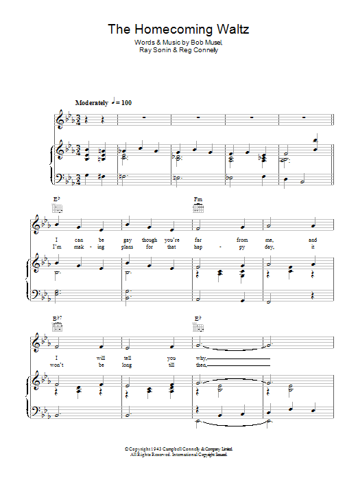 Donald Peers The Homecoming Waltz sheet music notes and chords arranged for Piano, Vocal & Guitar Chords