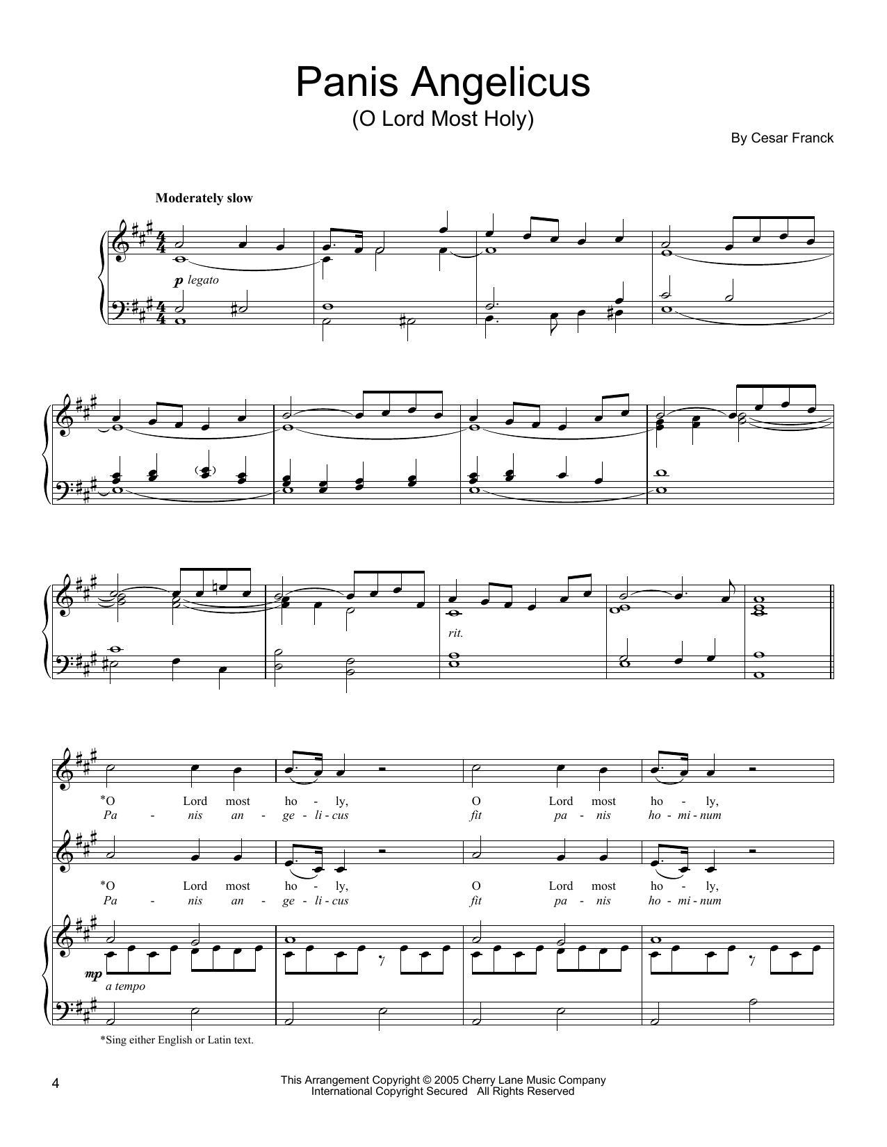 Donald Sosin Panis Angelicus sheet music notes and chords. Download Printable PDF.