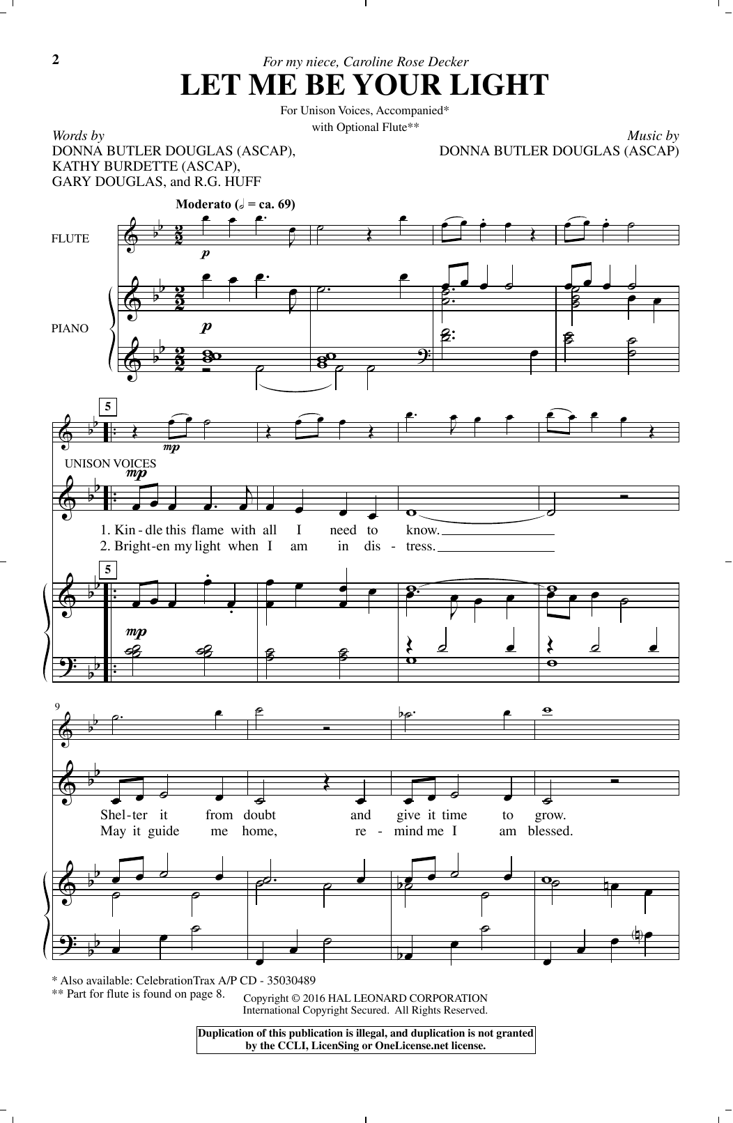 Donna Butler Douglas Let Me Be Your Light sheet music notes and chords. Download Printable PDF.