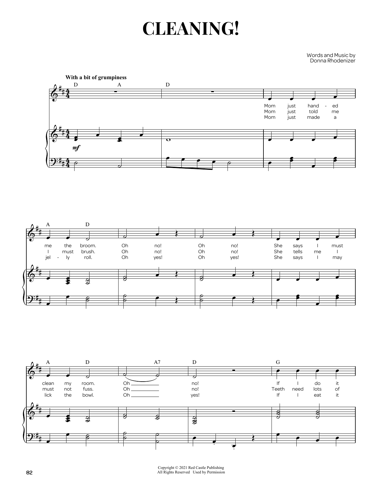 Learn to play Donna Rhodenizer Cleaning! sheet music for Piano & Vocal in minutes. Price: 7.8900$ Donna Rhodenizer Cleaning! sheet music notes and chords arranged for Piano & Vocal