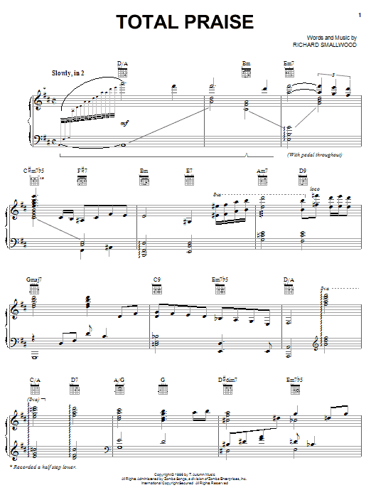 Donnie McClurkin Total Praise sheet music notes and chords arranged for Piano, Vocal & Guitar Chords (Right-Hand Melody)