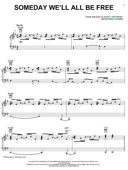 Donny Hathaway Someday We'll All Be Free sheet music notes and chords. Download Printable PDF.