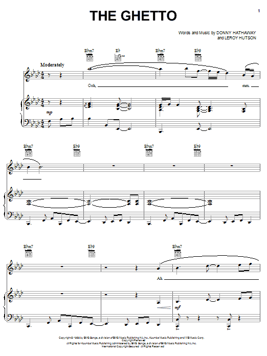 Donny Hathaway The Ghetto sheet music notes and chords. Download Printable PDF.