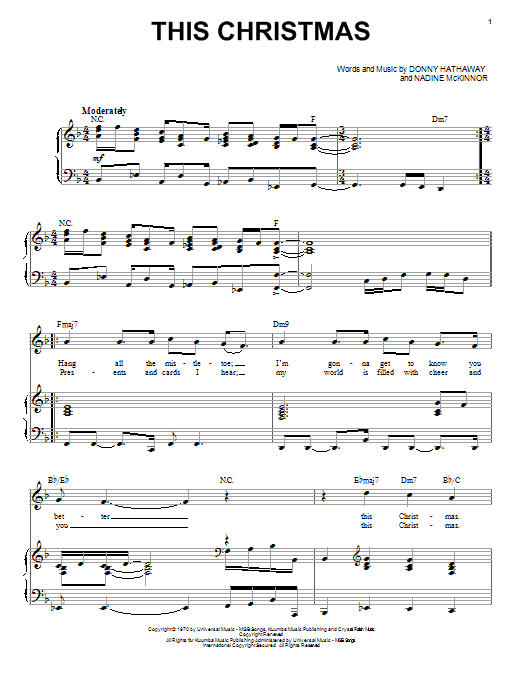 Donny Hathaway This Christmas sheet music notes and chords. Download Printable PDF.