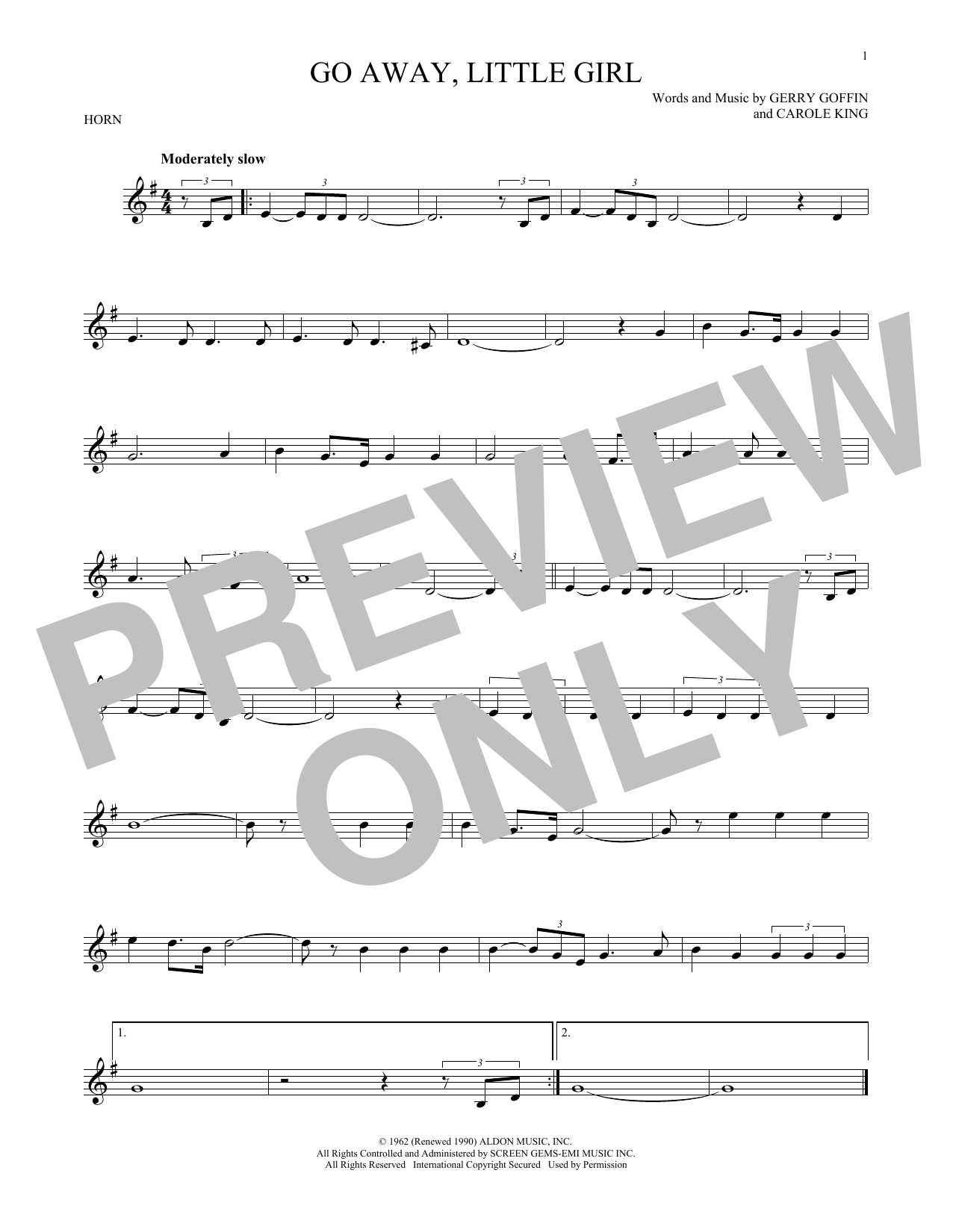 Donny Osmond Go Away, Little Girl sheet music notes and chords arranged for Tenor Sax Solo