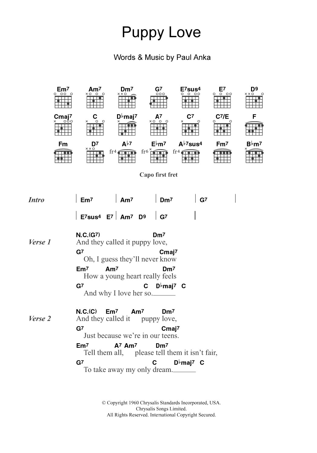 Donny Osmond Puppy Love sheet music notes and chords. Download Printable PDF.