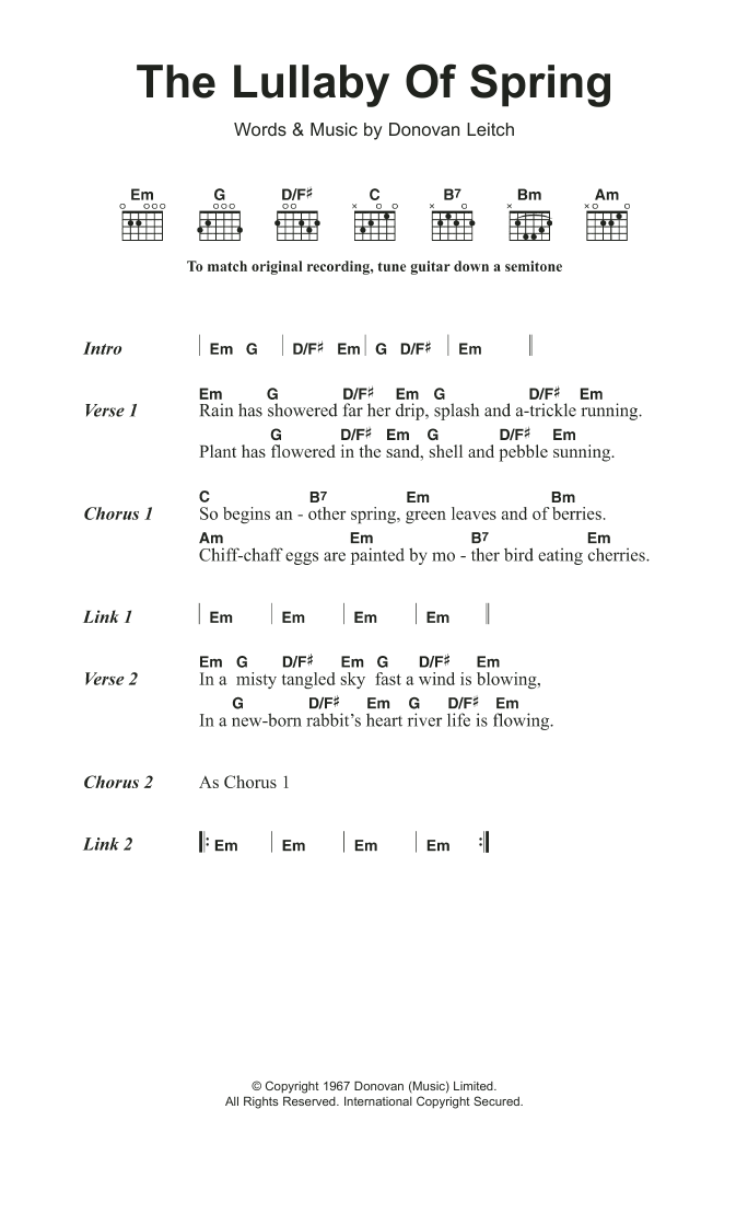 Donovan The Lullaby Of Spring sheet music notes and chords. Download Printable PDF.