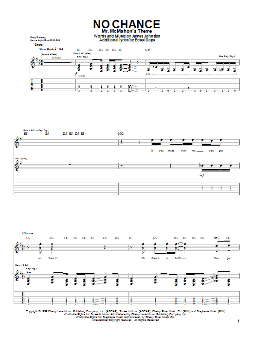 Learn to play Dope No Chance sheet music for Guitar Tab in minutes. Price: 7.8900$ Dope No Chance sheet music notes and chords arranged for Guitar Tab