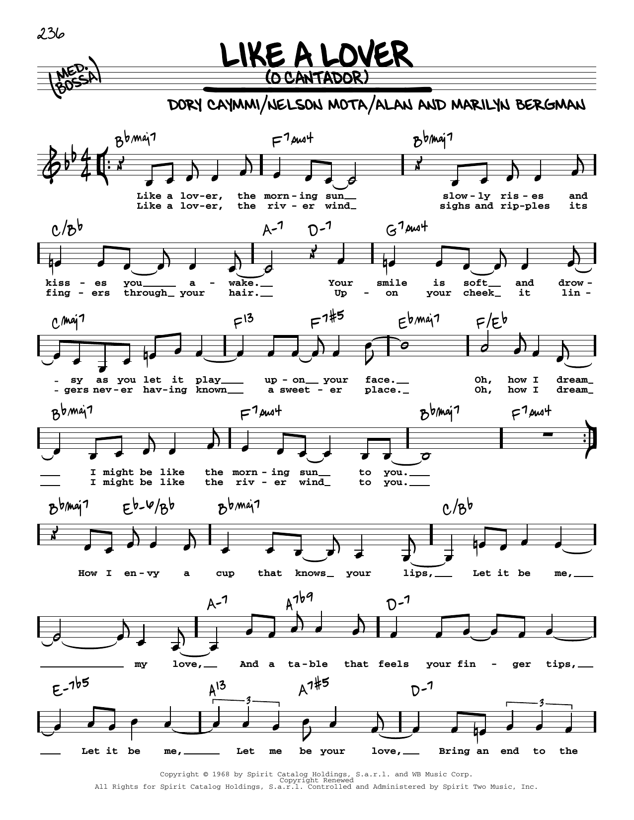 Dori Caymmi Like A Lover (O Cantador) (Low Voice) sheet music notes and chords. Download Printable PDF.