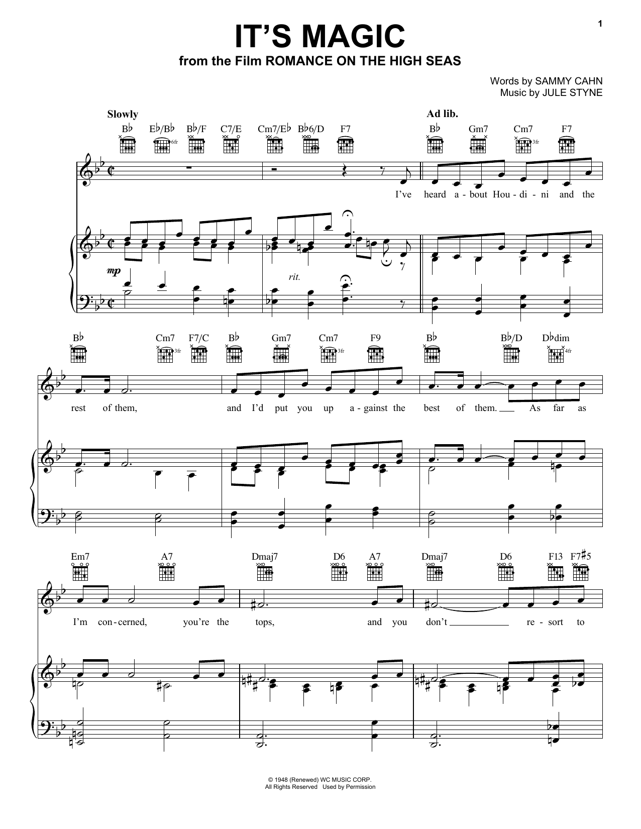 Doris Day It's Magic sheet music notes and chords. Download Printable PDF.