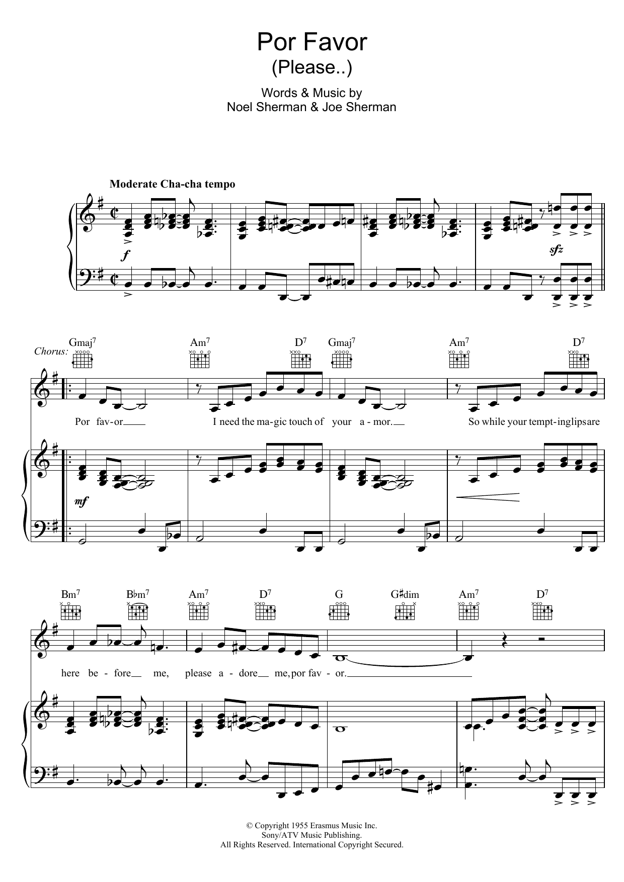 Learn to play Doris Day Por Favor sheet music for Piano, Vocal & Guitar Chords in minutes. Price: 7.8900$ Doris Day Por Favor sheet music notes and chords arranged for Piano, Vocal & Guitar Chords