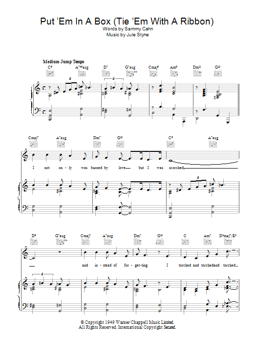 Doris Day Put 'Em In A Box (Tie 'Em With A Ribbon) sheet music notes and chords arranged for Piano, Vocal & Guitar Chords