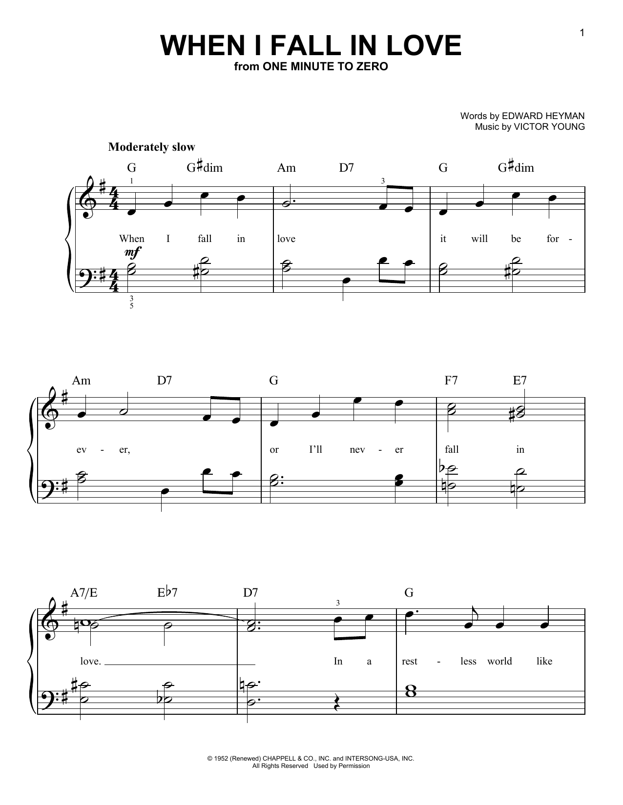 Doris Day When I Fall In Love sheet music notes and chords. Download Printable PDF.