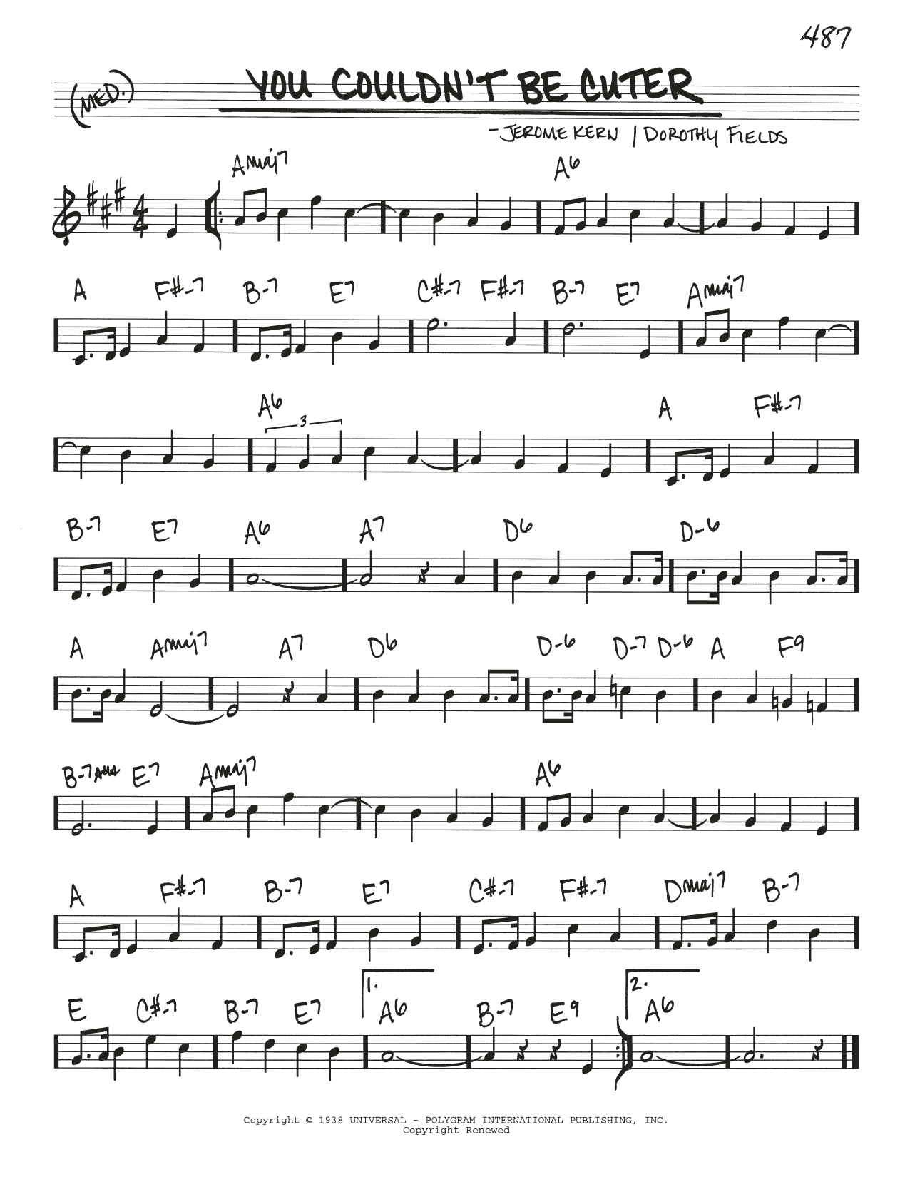 Learn to play Dorothy Fields and Jerome Kern You Couldn't Be Cuter sheet music for Real Book – Melody & Chords in minutes. Price: 5.9900$ Dorothy Fields and Jerome Kern You Couldn't Be Cuter sheet music notes and chords arranged for Real Book – Melody & Chords
