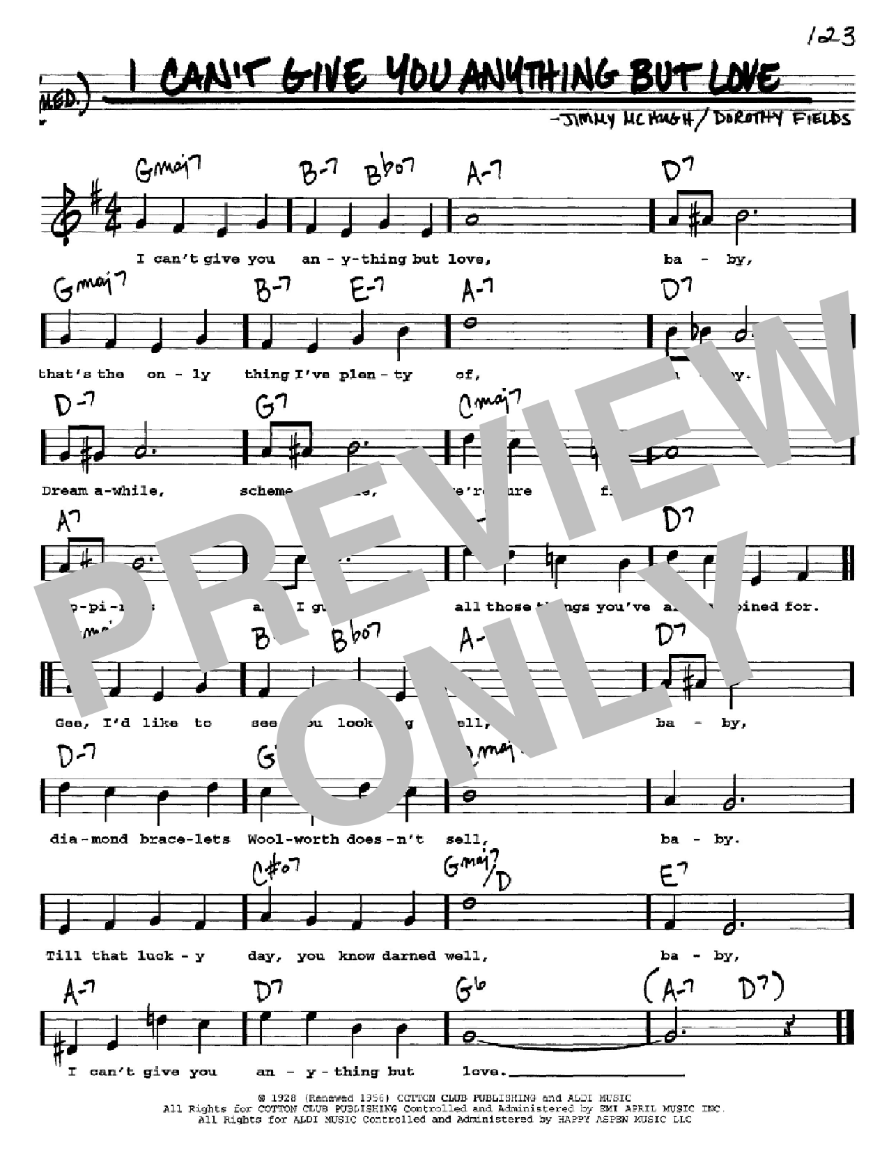 Dorothy Fields I Can't Give You Anything But Love sheet music notes and chords. Download Printable PDF.