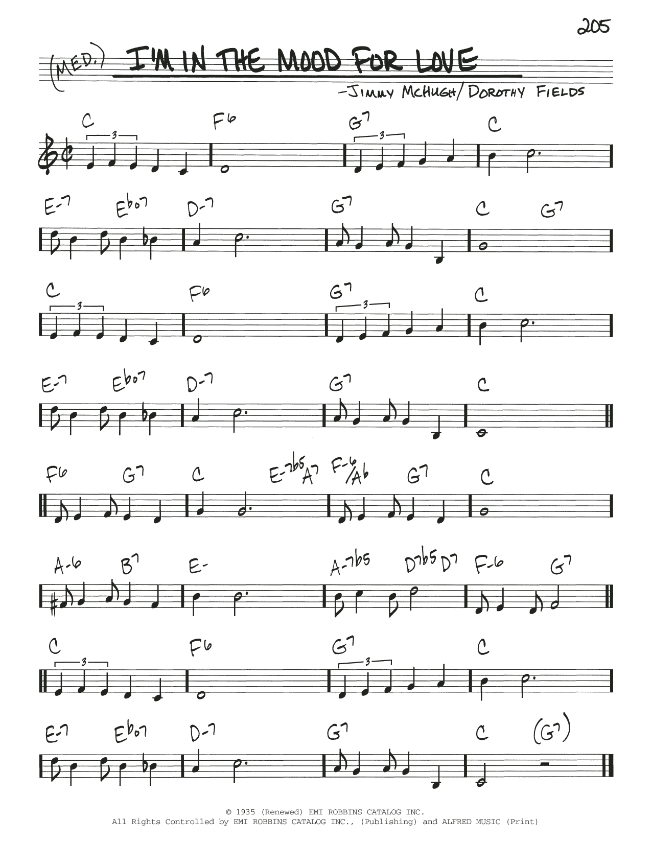 Dorothy Fields I'm In The Mood For Love sheet music notes and chords. Download Printable PDF.