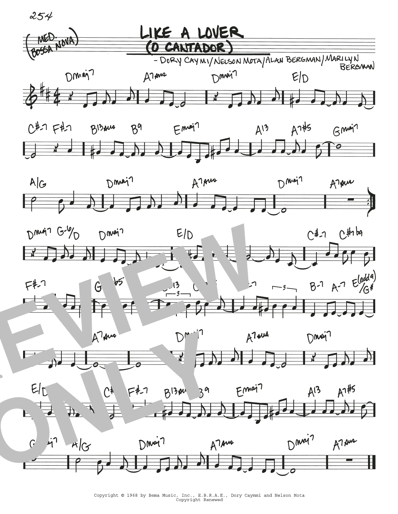 Learn to play Dory Caymmi Like A Lover (O Cantador) sheet music for Real Book – Melody & Chords in minutes. Price: 5.9900$ Dory Caymmi Like A Lover (O Cantador) sheet music notes and chords arranged for Real Book – Melody & Chords