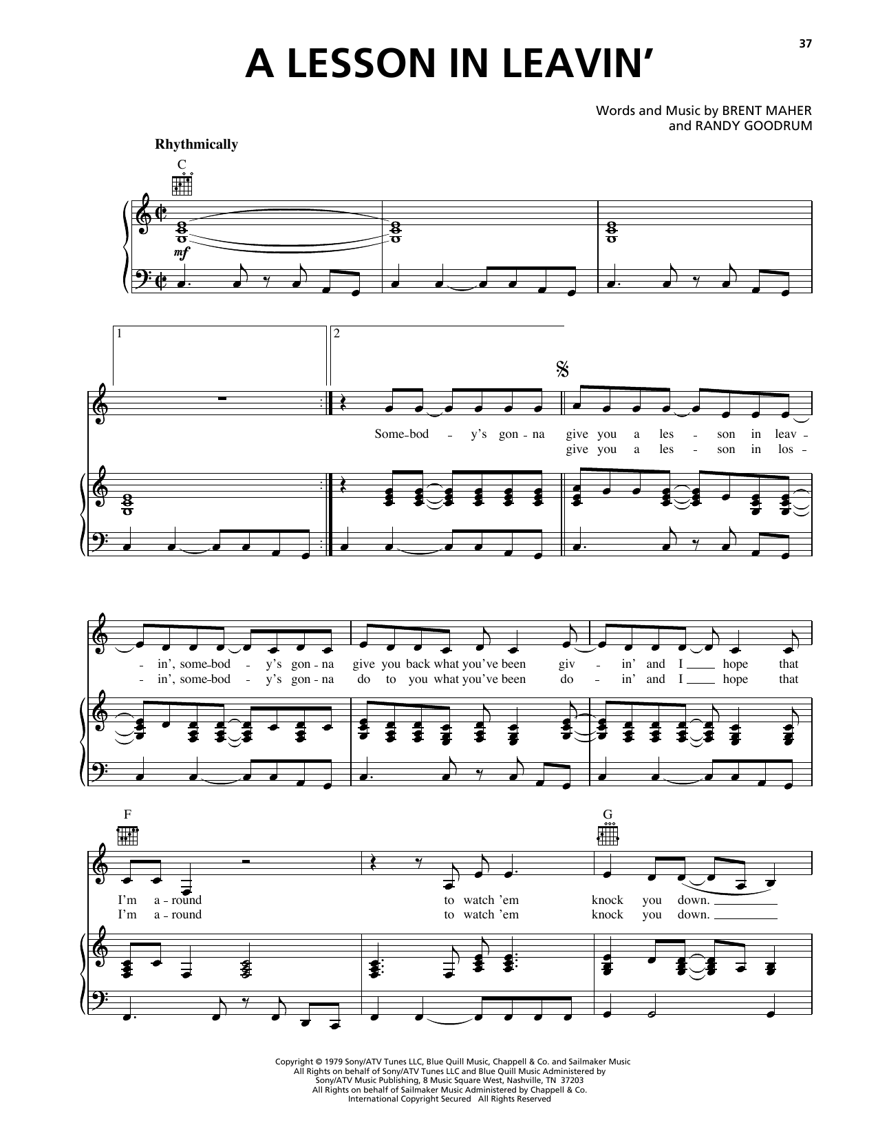 Learn to play Dottie West A Lesson In Leavin' sheet music for Piano, Vocal & Guitar Chords (Right-Hand Melody) in minutes. Price: 7.8900$ Dottie West A Lesson In Leavin' sheet music notes and chords arranged for Piano, Vocal & Guitar Chords (Right-Hand Melody)