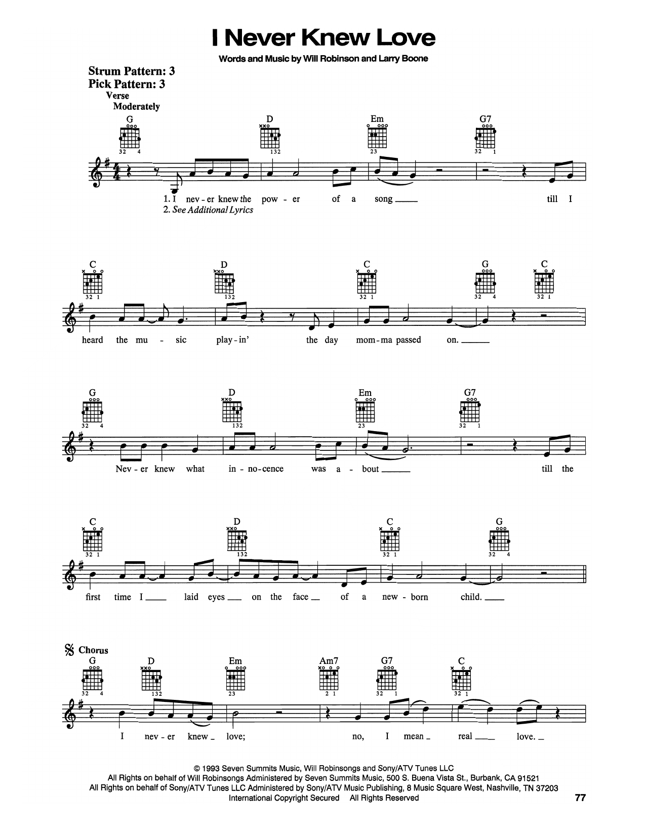 Doug Stone I Never Knew Love sheet music notes and chords. Download Printable PDF.