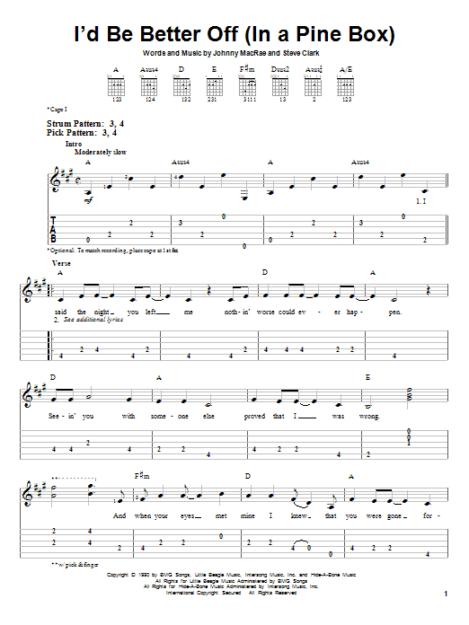 Doug Stone I'd Be Better Off (In A Pine Box) sheet music notes and chords. Download Printable PDF.