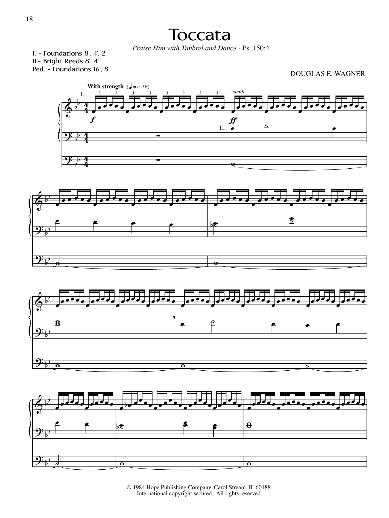 Douglas E. Wagner Toccata sheet music notes and chords. Download Printable PDF.