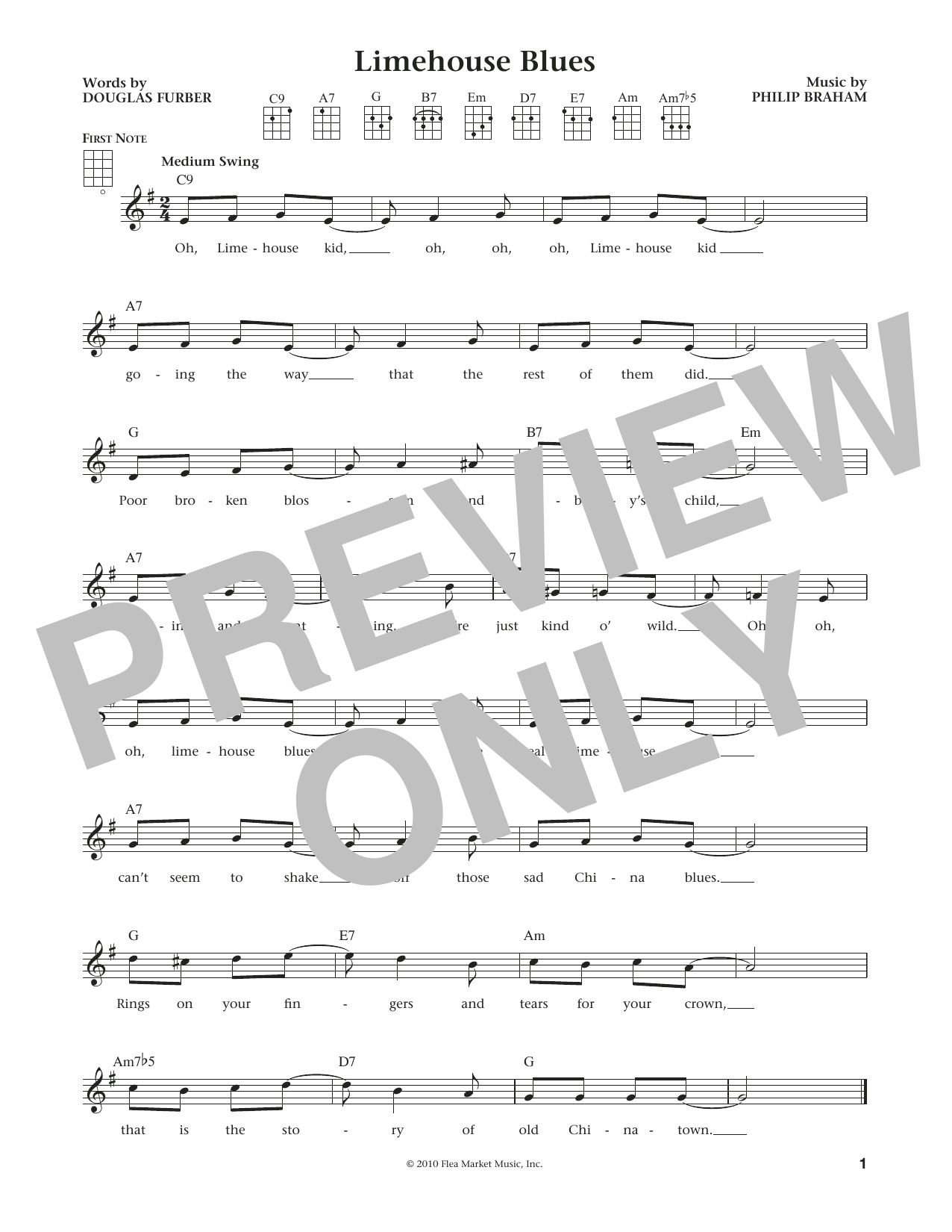 Douglas Furber Limehouse Blues (from The Daily Ukulele) (arr. Liz and Jim Beloff) sheet music notes and chords arranged for Ukulele