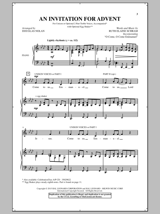 Douglas Nolan An Invitation For Advent sheet music notes and chords. Download Printable PDF.