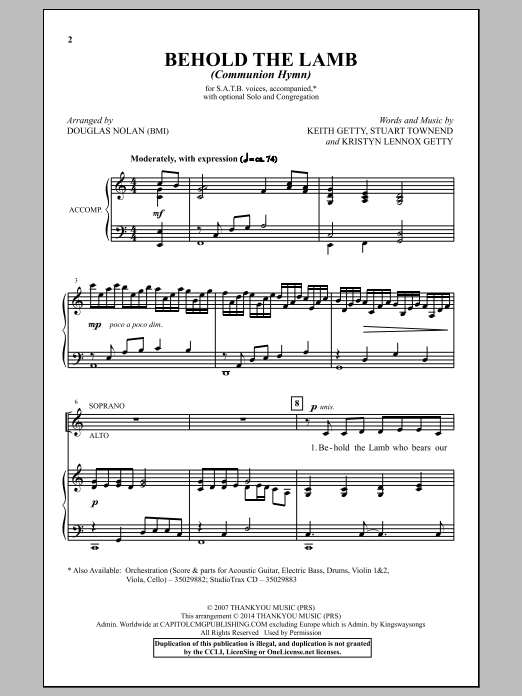 Douglas Nolan Behold The Lamb (Communion Hymn) sheet music notes and chords. Download Printable PDF.