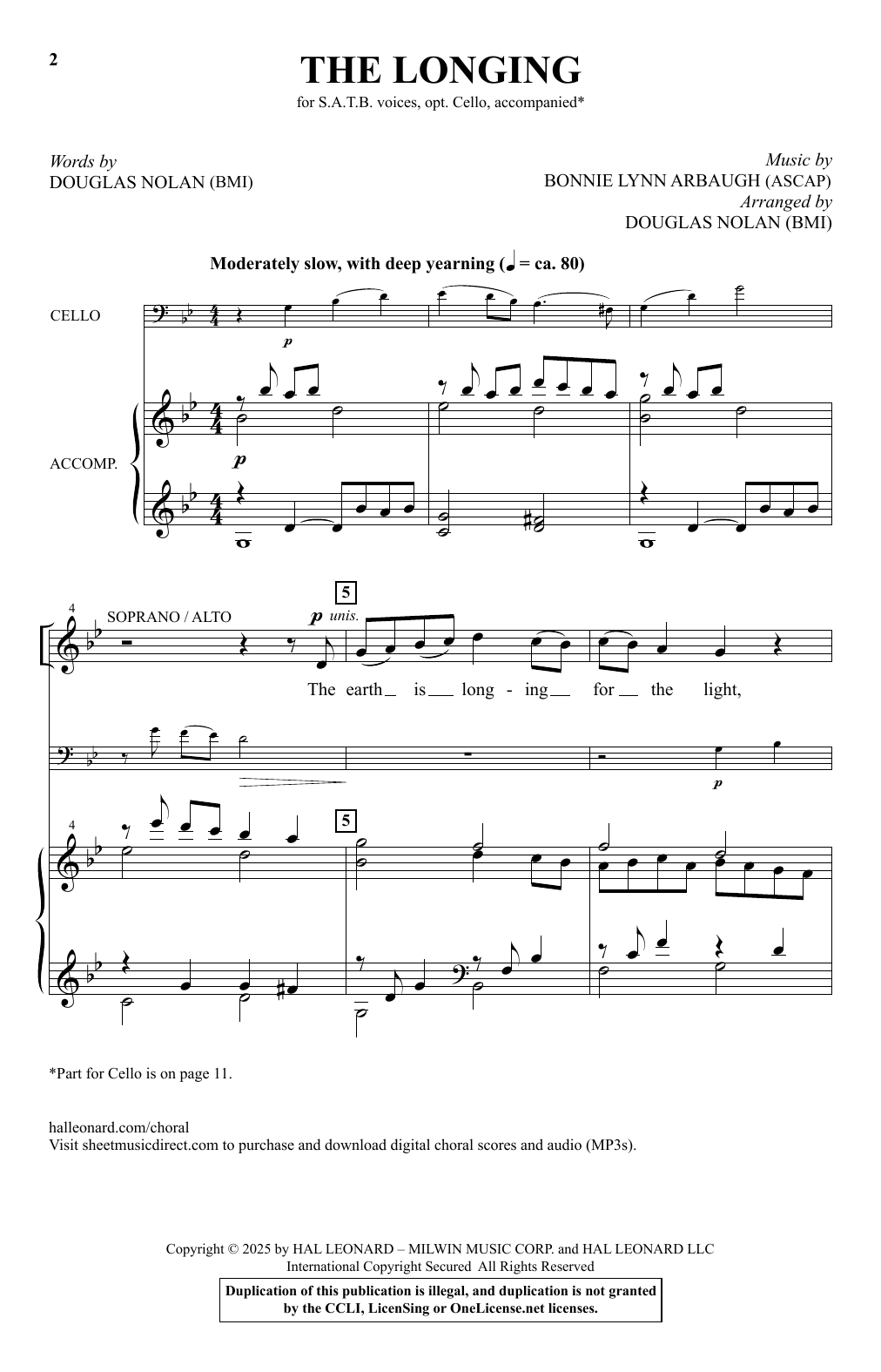 Learn to play Douglas Nolan The Longing sheet music for SATB Choir in minutes. Price: 3.9900$ Douglas Nolan The Longing sheet music notes and chords arranged for SATB Choir