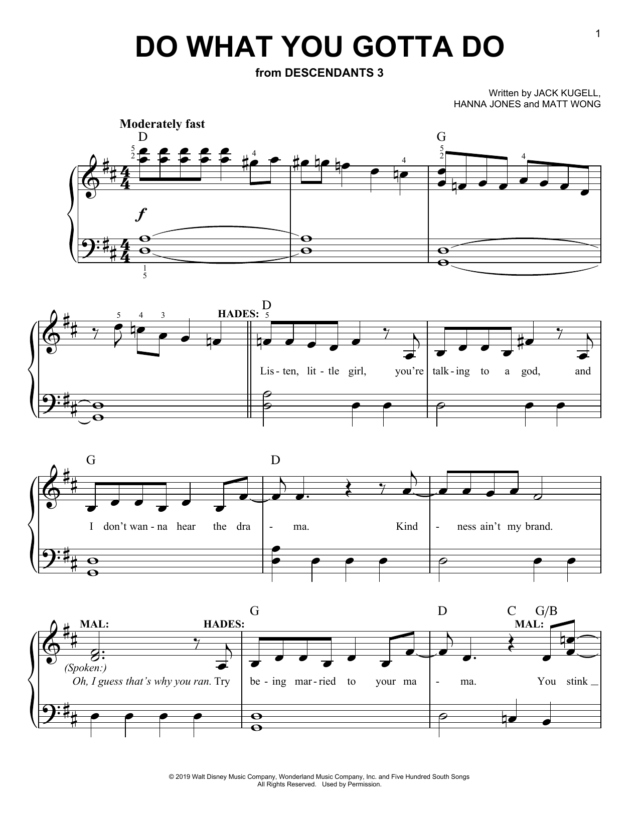 Dove Cameron & Cheyenne Jackson Do What You Gotta Do (from Disney's Descendants 3) sheet music notes and chords. Download Printable PDF.