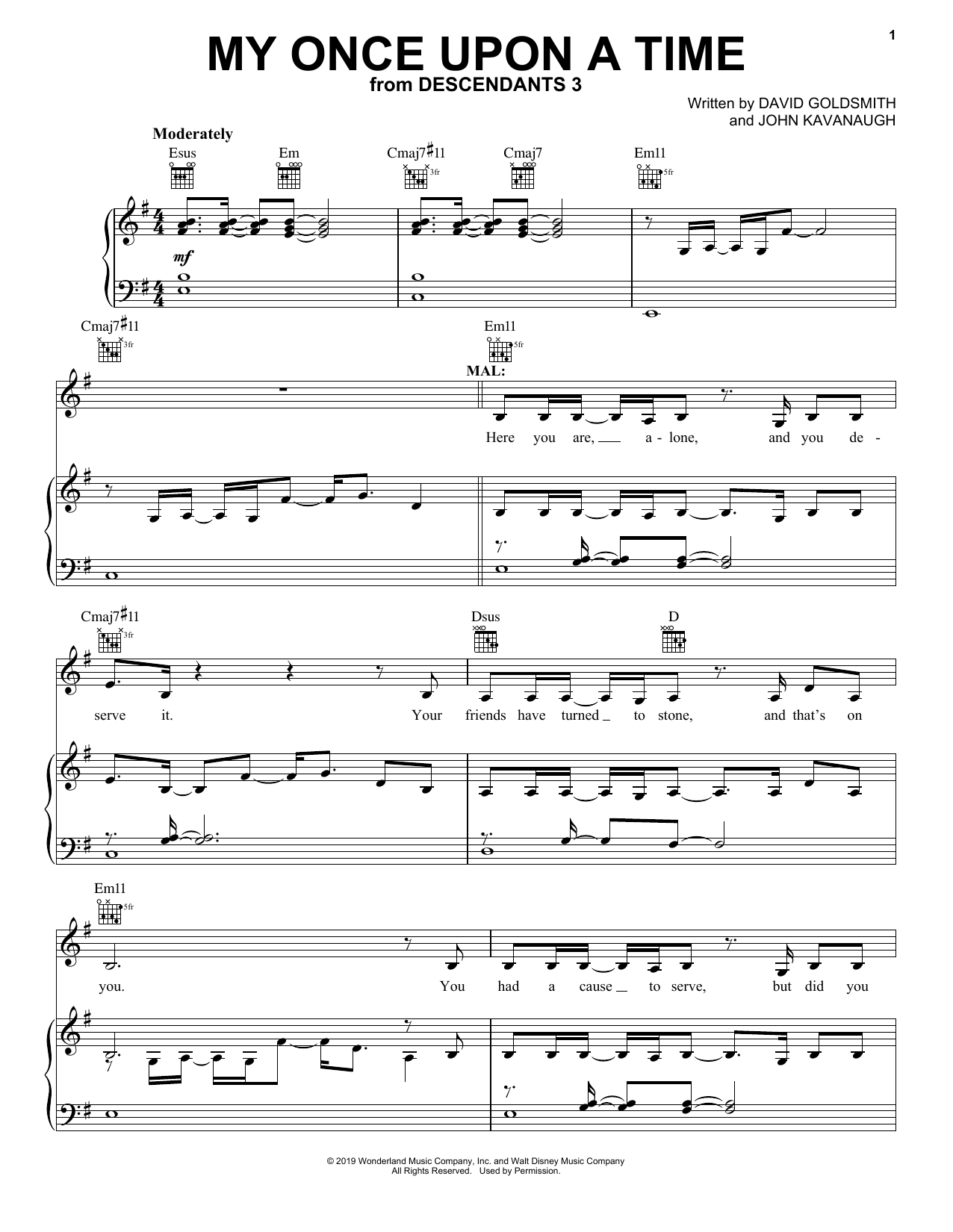 Dove Cameron My Once Upon A Time (from Disney's Descendants 3) sheet music notes and chords. Download Printable PDF.