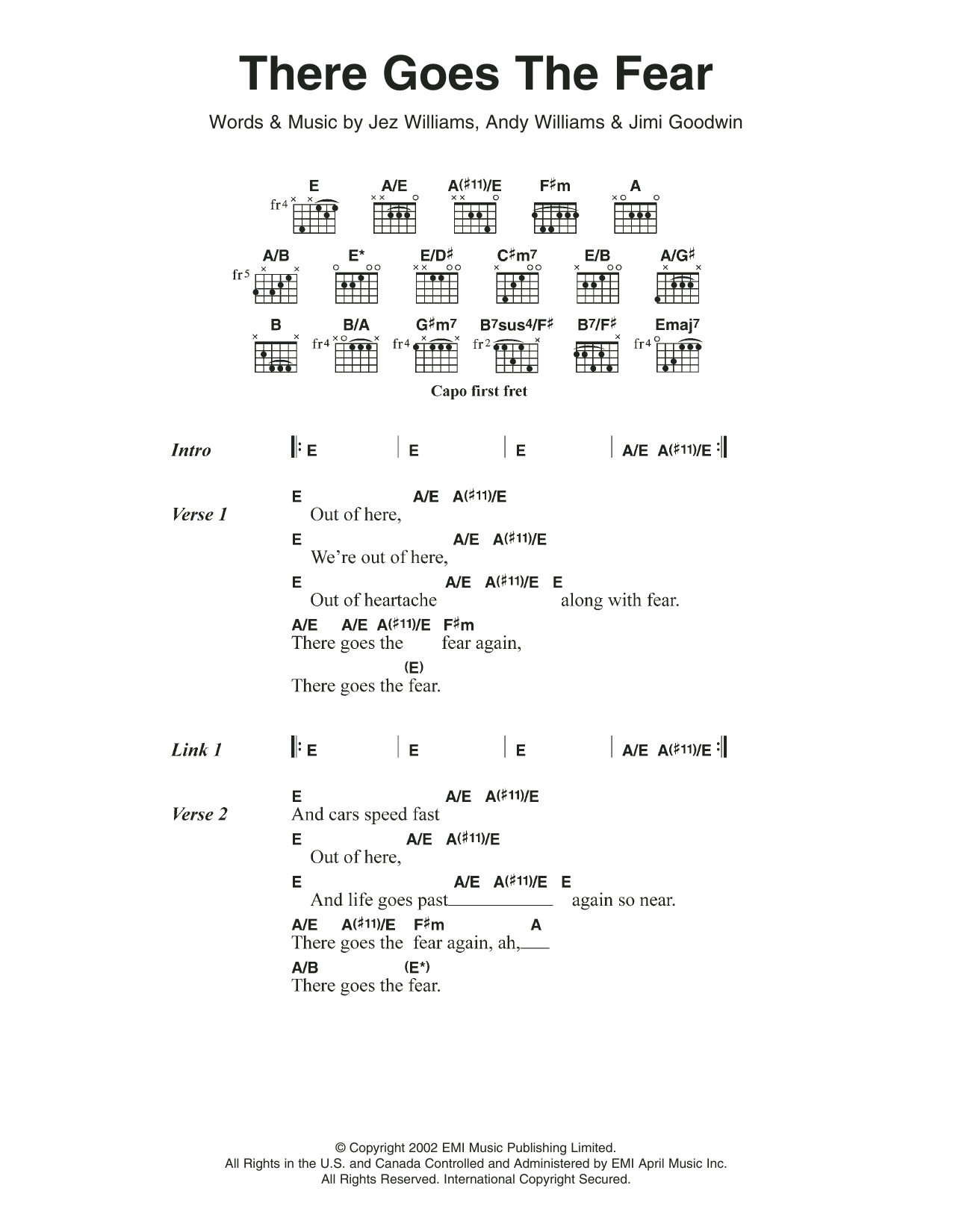 Doves There Goes The Fear sheet music notes and chords. Download Printable PDF.