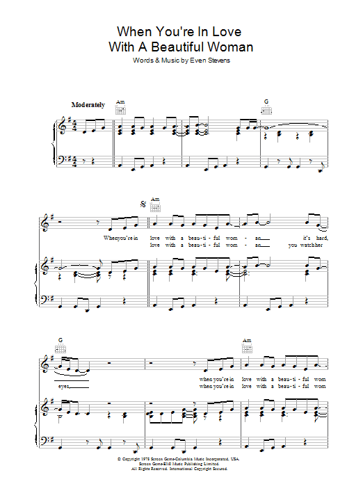 Learn to play Dr. Hook When You're In Love With A Beautiful Woman sheet music for Piano, Vocal & Guitar Chords in minutes. Price: 7.8900$ Dr. Hook When You're In Love With A Beautiful Woman sheet music notes and chords arranged for Piano, Vocal & Guitar Chords