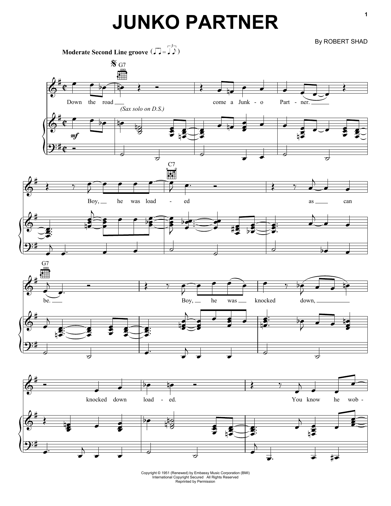 Learn to play Dr. John Junko Partner sheet music for Piano, Vocal & Guitar Chords (Right-Hand Melody) in minutes. Price: 7.8900$ Dr. John Junko Partner sheet music notes and chords arranged for Piano, Vocal & Guitar Chords (Right-Hand Melody)