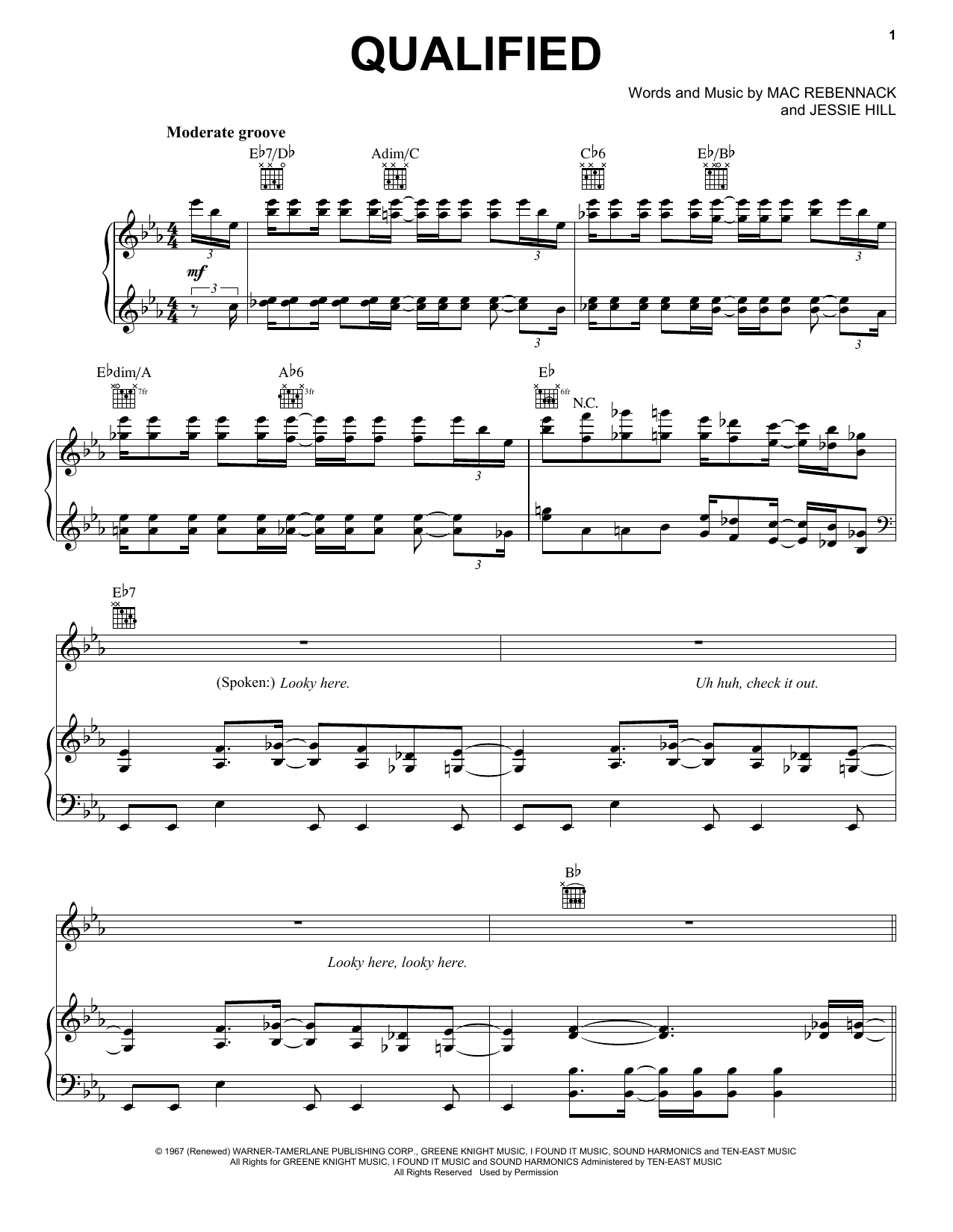 Dr. John Qualified sheet music notes and chords. Download Printable PDF.