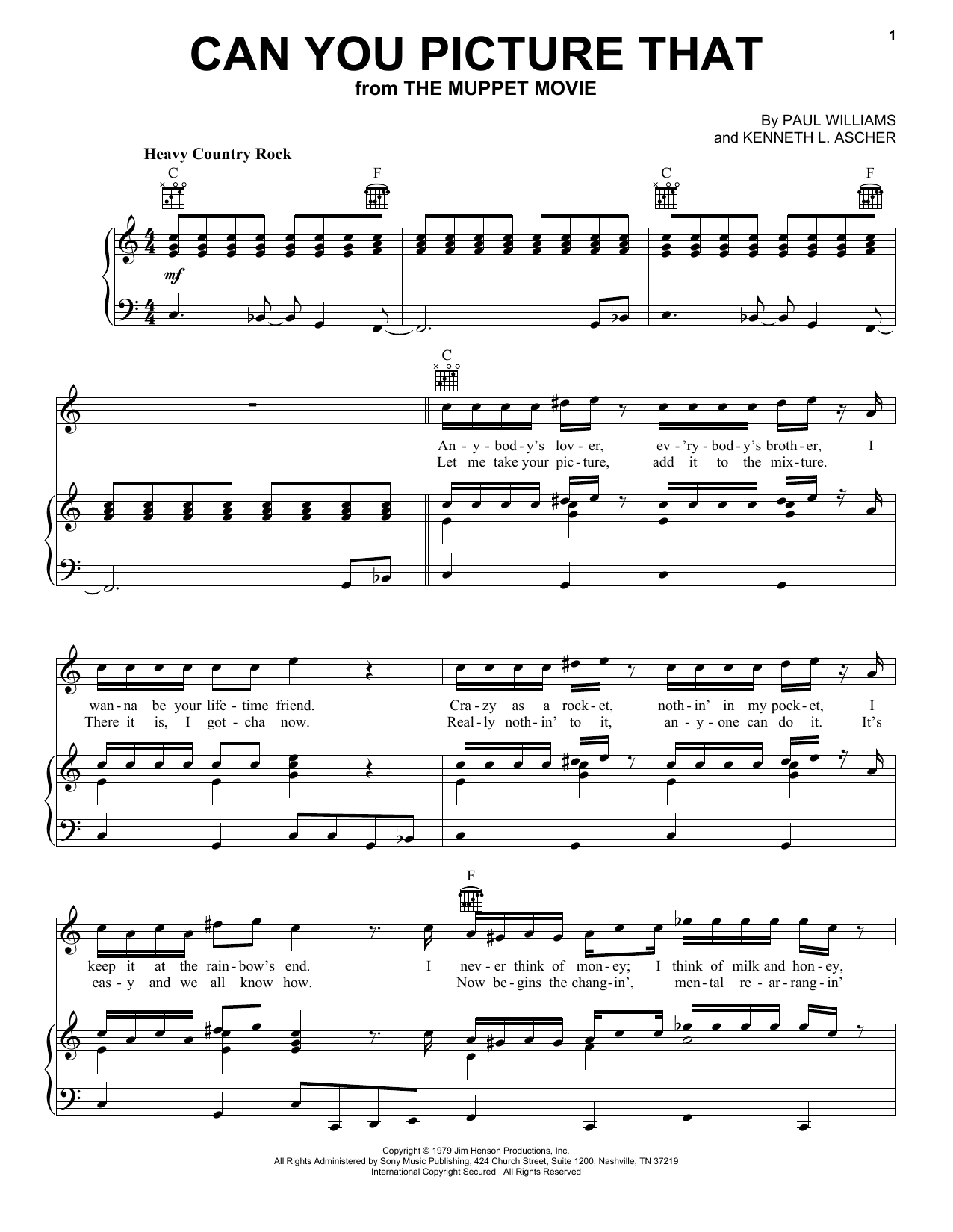 Dr. Teeth and The Electric Mayhem Can You Picture That (from The Muppet Movie) sheet music notes and chords arranged for Piano, Vocal & Guitar Chords (Right-Hand Melody)